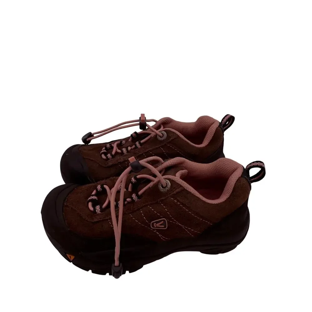 Keen Kids Brown & Pink Leather Hiking Shoes Size 12